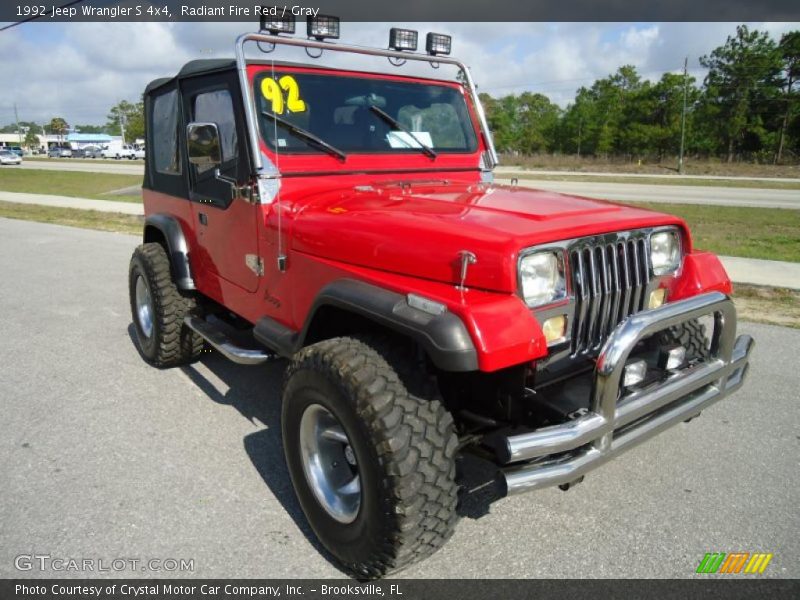 Radiant Fire Red / Gray 1992 Jeep Wrangler S 4x4
