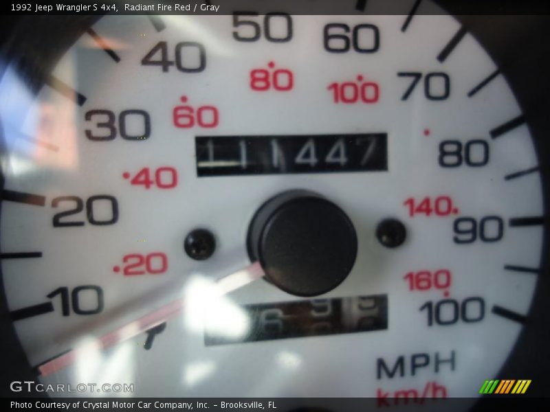 Radiant Fire Red / Gray 1992 Jeep Wrangler S 4x4