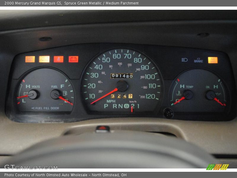 Spruce Green Metallic / Medium Parchment 2000 Mercury Grand Marquis GS