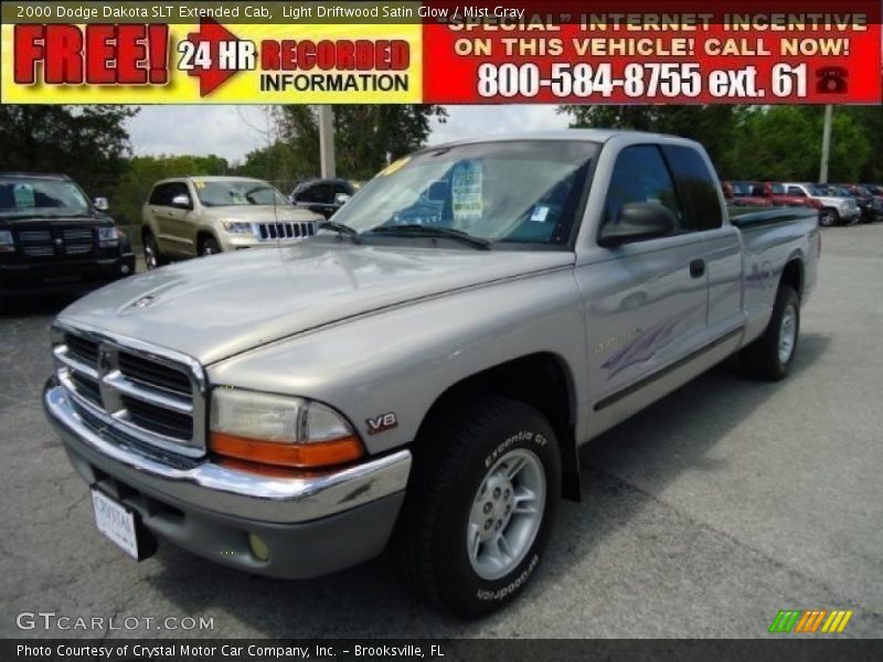 Light Driftwood Satin Glow / Mist Gray 2000 Dodge Dakota SLT Extended Cab