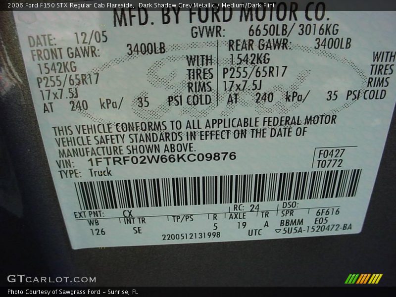 Dark Shadow Grey Metallic / Medium/Dark Flint 2006 Ford F150 STX Regular Cab Flareside