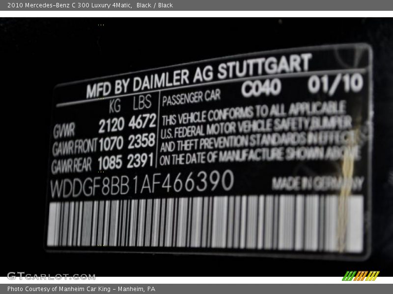 Black / Black 2010 Mercedes-Benz C 300 Luxury 4Matic
