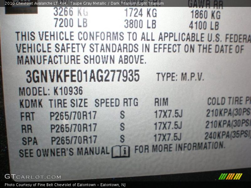Taupe Gray Metallic / Dark Titanium/Light Titanium 2010 Chevrolet Avalanche LT 4x4
