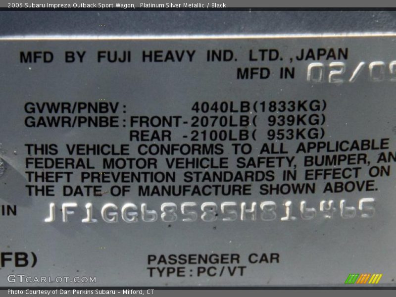 Platinum Silver Metallic / Black 2005 Subaru Impreza Outback Sport Wagon