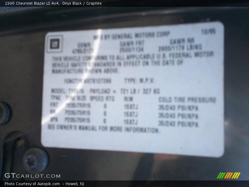 Onyx Black / Graphite 1996 Chevrolet Blazer LS 4x4