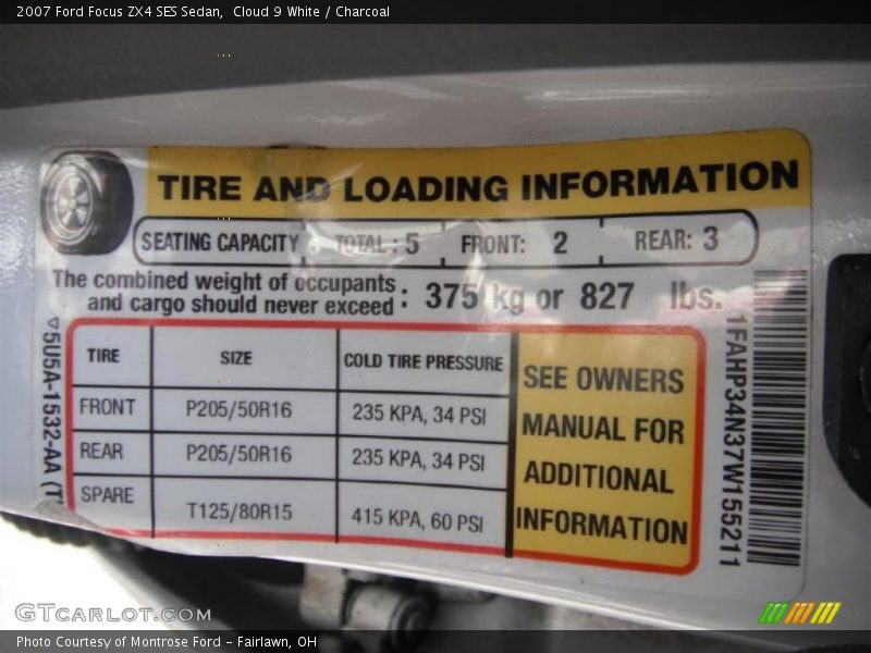 Cloud 9 White / Charcoal 2007 Ford Focus ZX4 SES Sedan
