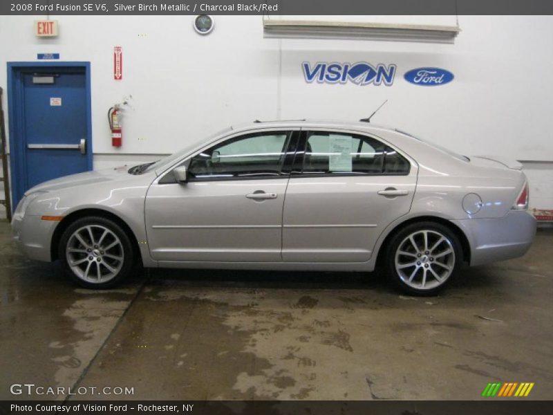 Silver Birch Metallic / Charcoal Black/Red 2008 Ford Fusion SE V6