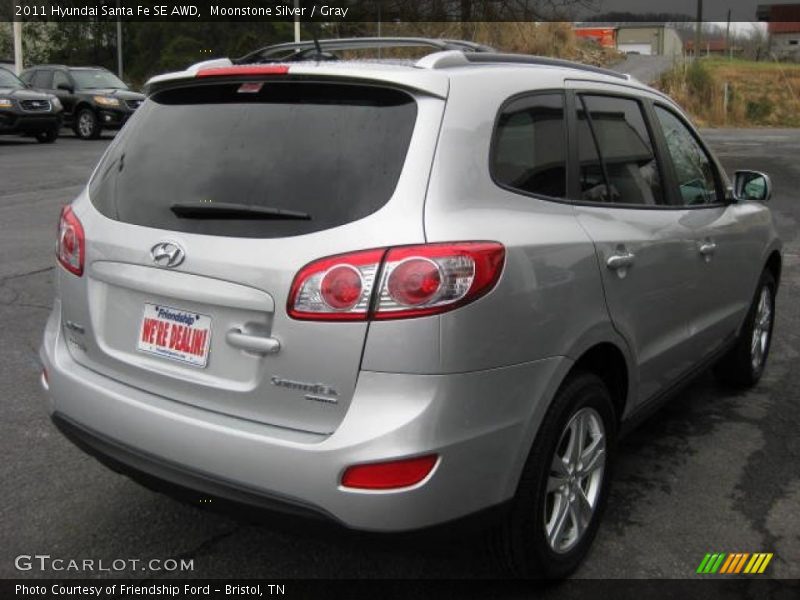 Moonstone Silver / Gray 2011 Hyundai Santa Fe SE AWD
