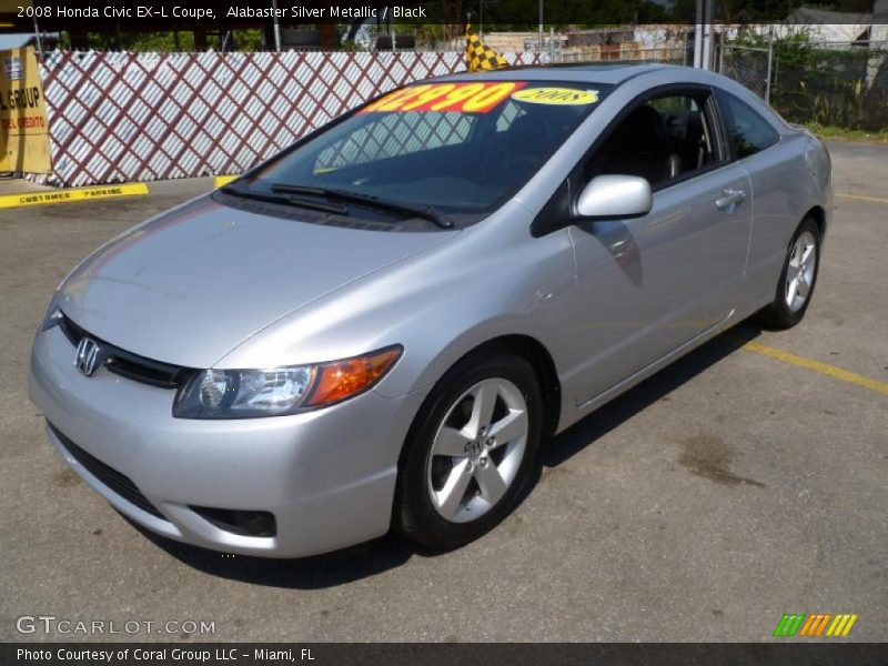 Alabaster Silver Metallic / Black 2008 Honda Civic EX-L Coupe