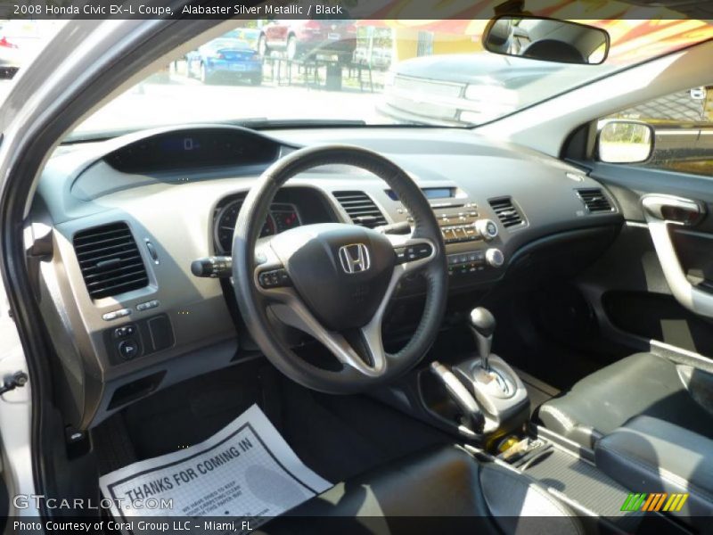 Alabaster Silver Metallic / Black 2008 Honda Civic EX-L Coupe