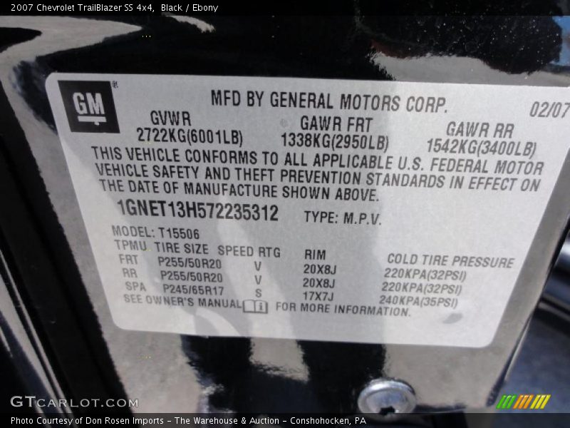 Black / Ebony 2007 Chevrolet TrailBlazer SS 4x4