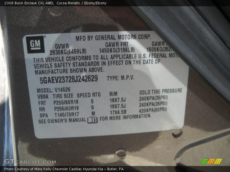 Cocoa Metallic / Ebony/Ebony 2008 Buick Enclave CXL AWD