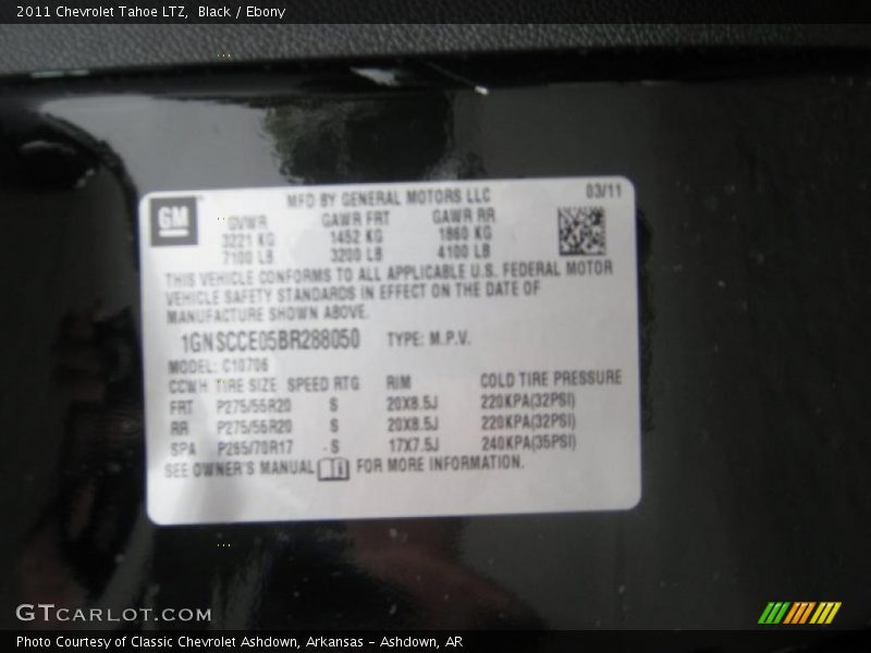 Black / Ebony 2011 Chevrolet Tahoe LTZ