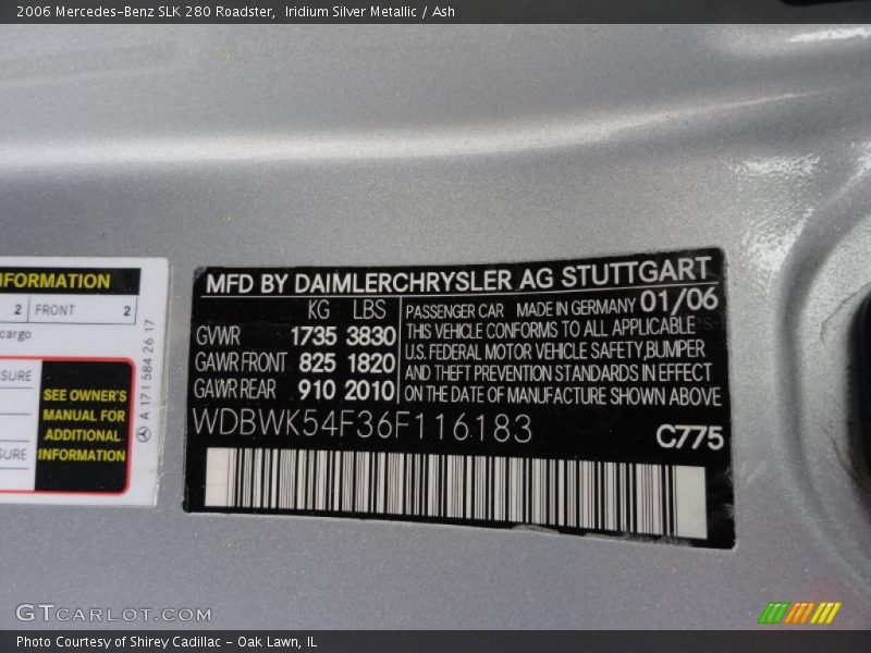 Iridium Silver Metallic / Ash 2006 Mercedes-Benz SLK 280 Roadster