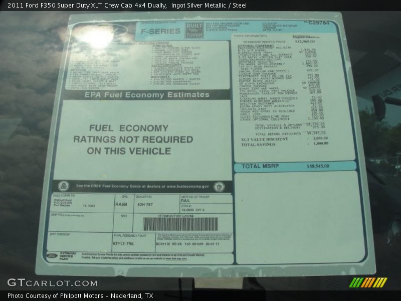 Ingot Silver Metallic / Steel 2011 Ford F350 Super Duty XLT Crew Cab 4x4 Dually