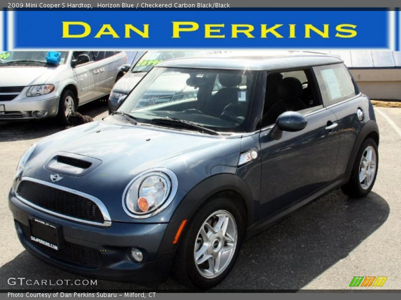 Horizon Blue / Checkered Carbon Black/Black 2009 Mini Cooper S Hardtop