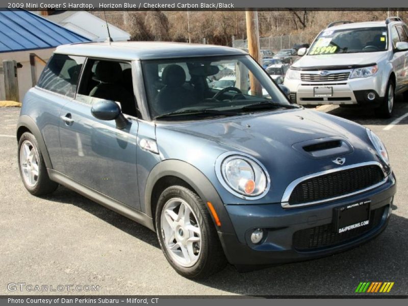 Horizon Blue / Checkered Carbon Black/Black 2009 Mini Cooper S Hardtop