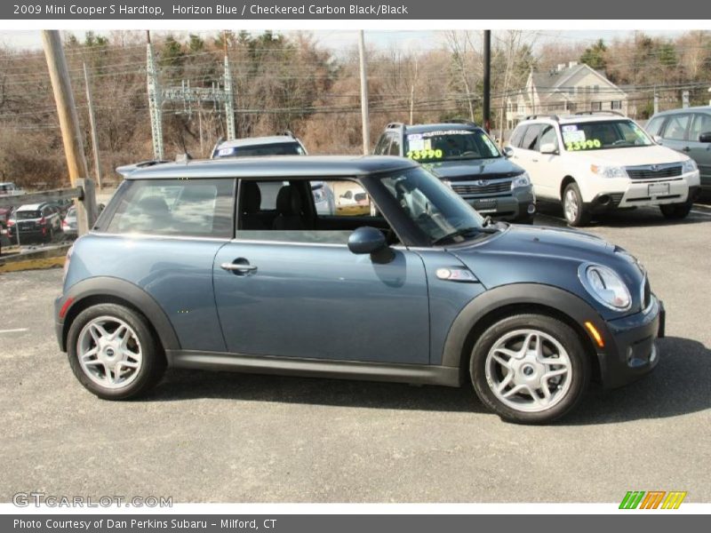 Horizon Blue / Checkered Carbon Black/Black 2009 Mini Cooper S Hardtop