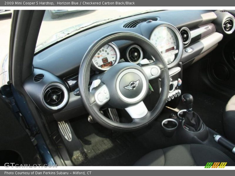 Horizon Blue / Checkered Carbon Black/Black 2009 Mini Cooper S Hardtop