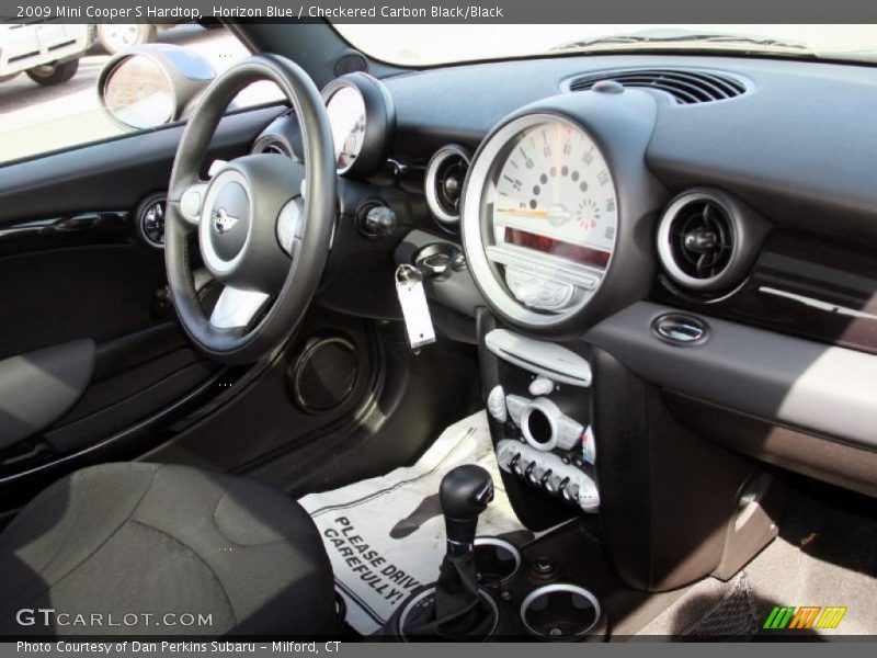 Horizon Blue / Checkered Carbon Black/Black 2009 Mini Cooper S Hardtop