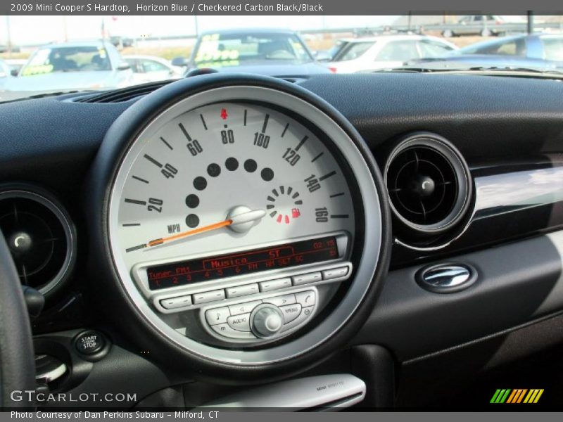 Horizon Blue / Checkered Carbon Black/Black 2009 Mini Cooper S Hardtop