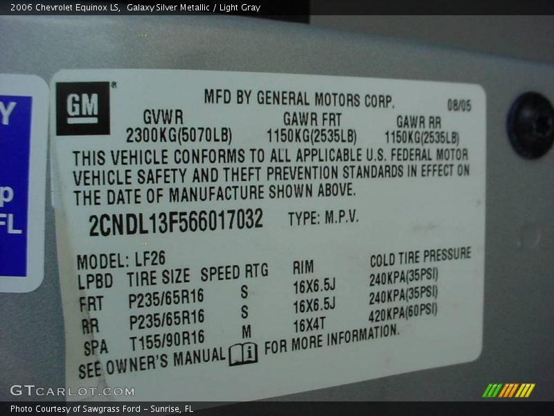 Galaxy Silver Metallic / Light Gray 2006 Chevrolet Equinox LS