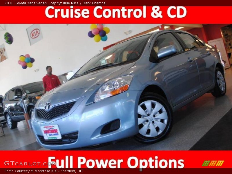 Zephyr Blue Mica / Dark Charcoal 2010 Toyota Yaris Sedan