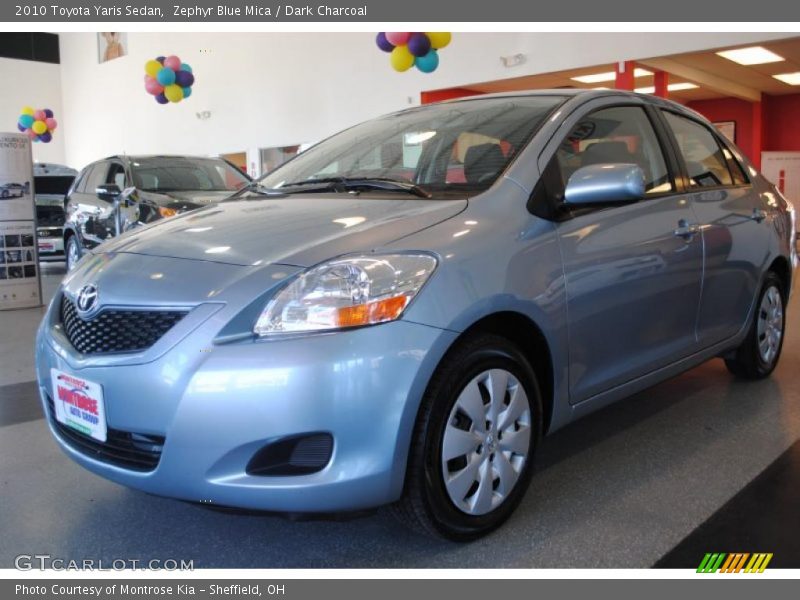 Zephyr Blue Mica / Dark Charcoal 2010 Toyota Yaris Sedan