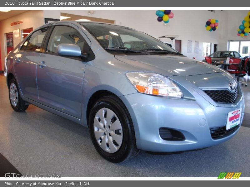 Zephyr Blue Mica / Dark Charcoal 2010 Toyota Yaris Sedan