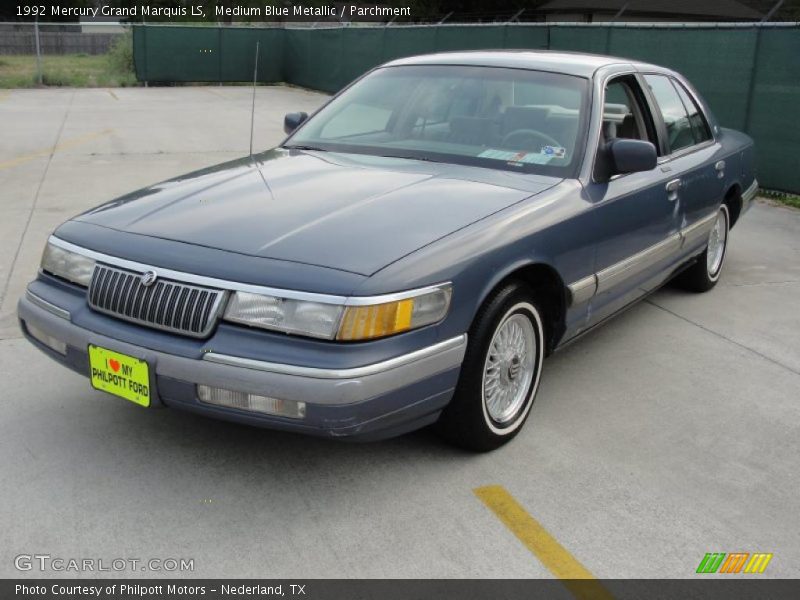 Medium Blue Metallic / Parchment 1992 Mercury Grand Marquis LS
