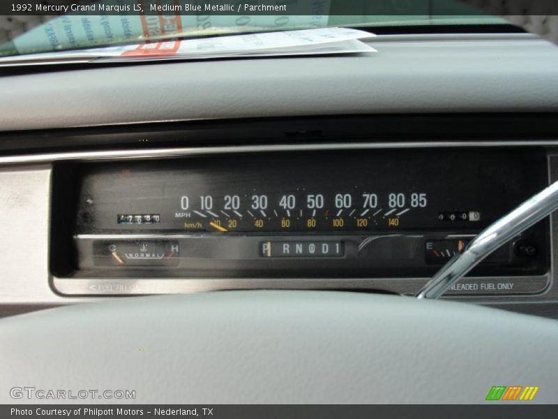 Medium Blue Metallic / Parchment 1992 Mercury Grand Marquis LS