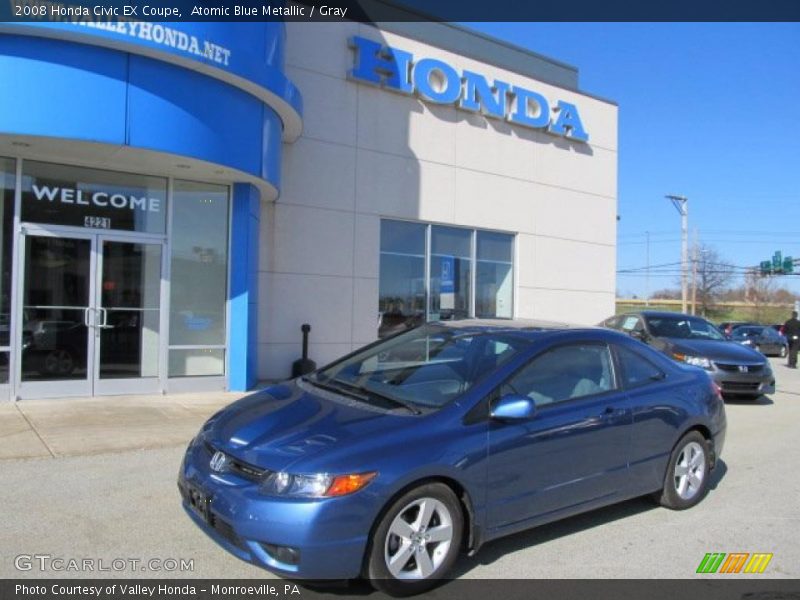 Atomic Blue Metallic / Gray 2008 Honda Civic EX Coupe