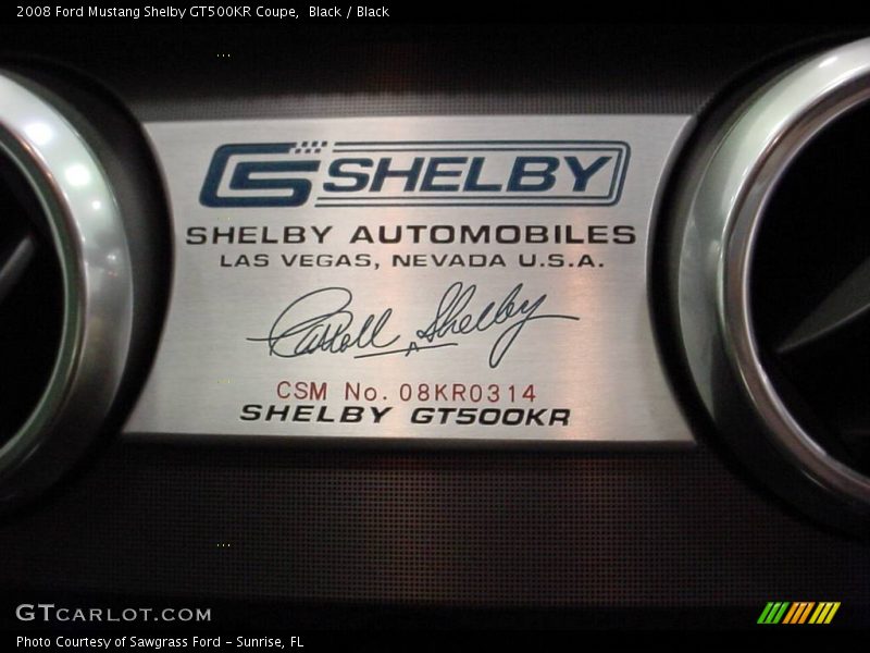 Black / Black 2008 Ford Mustang Shelby GT500KR Coupe