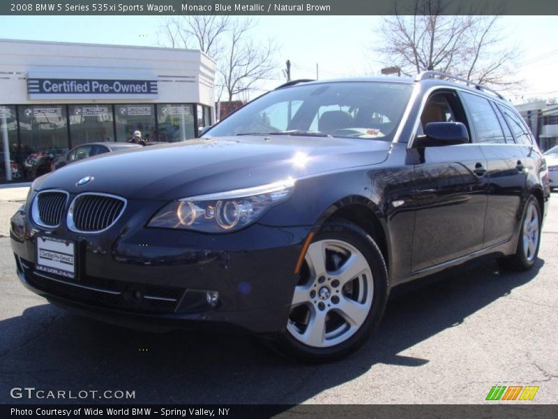 Monaco Blue Metallic / Natural Brown 2008 BMW 5 Series 535xi Sports Wagon