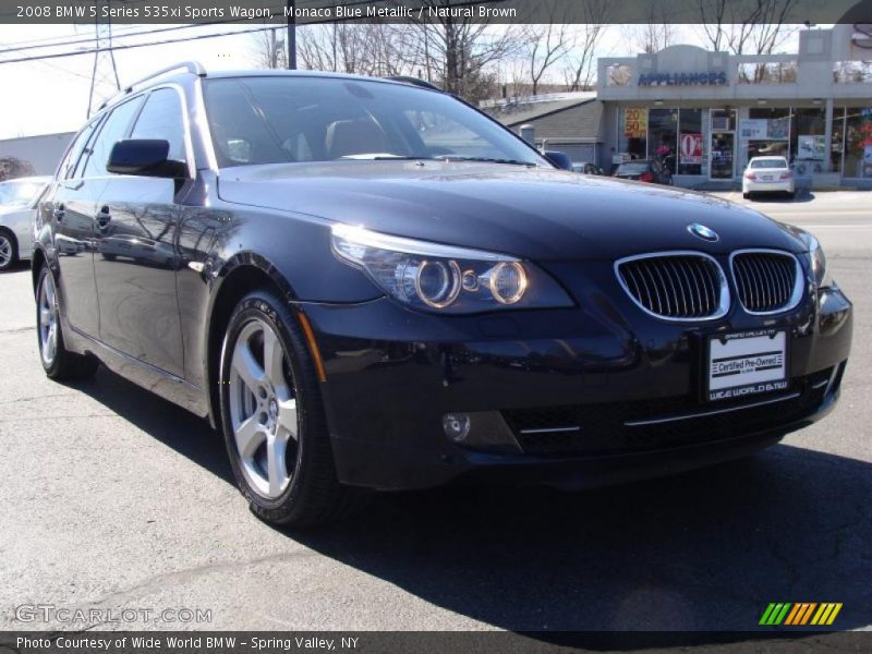 Monaco Blue Metallic / Natural Brown 2008 BMW 5 Series 535xi Sports Wagon