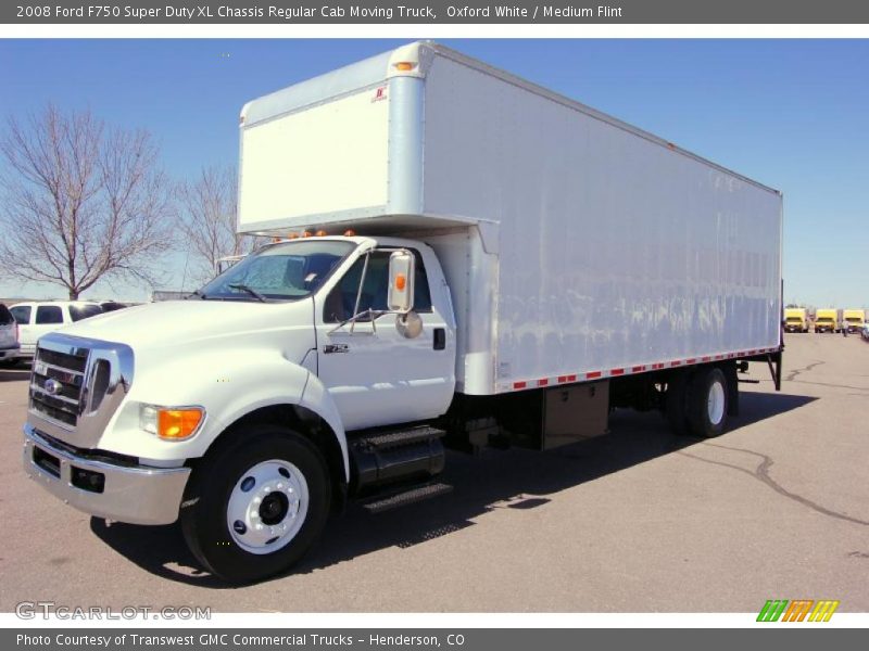 Front 3/4 View of 2008 F750 Super Duty XL Chassis Regular Cab Moving Truck
