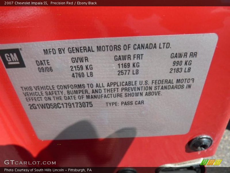 Precision Red / Ebony Black 2007 Chevrolet Impala SS