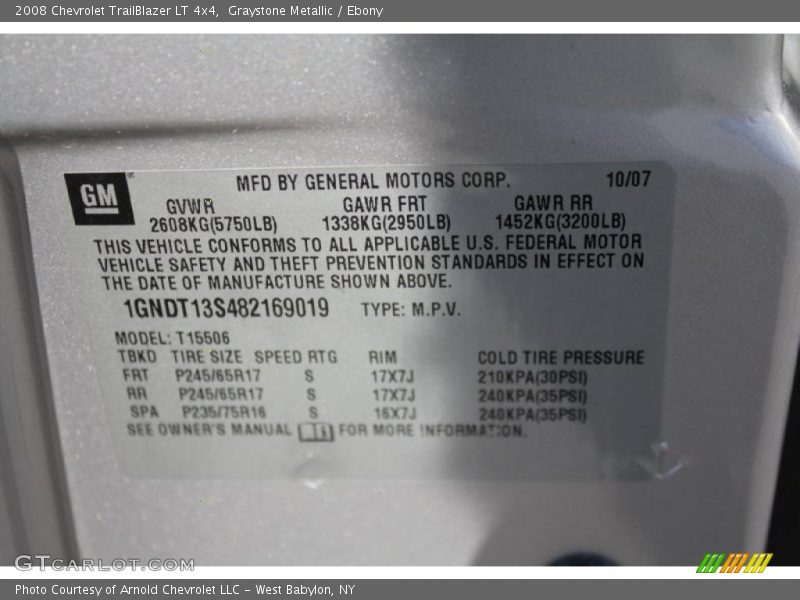 Graystone Metallic / Ebony 2008 Chevrolet TrailBlazer LT 4x4