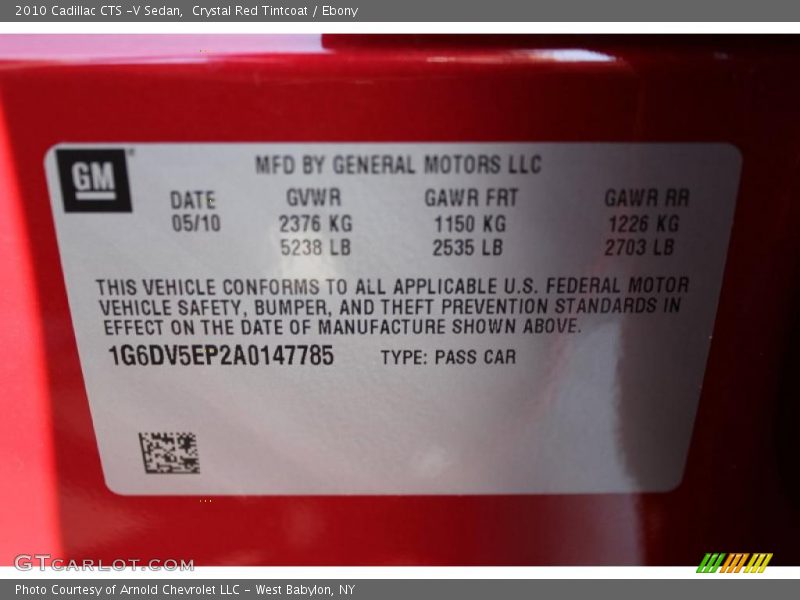 Crystal Red Tintcoat / Ebony 2010 Cadillac CTS -V Sedan