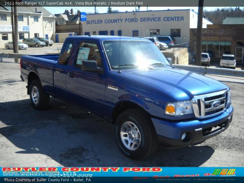 Vista Blue Metallic / Medium Dark Flint 2011 Ford Ranger XLT SuperCab 4x4