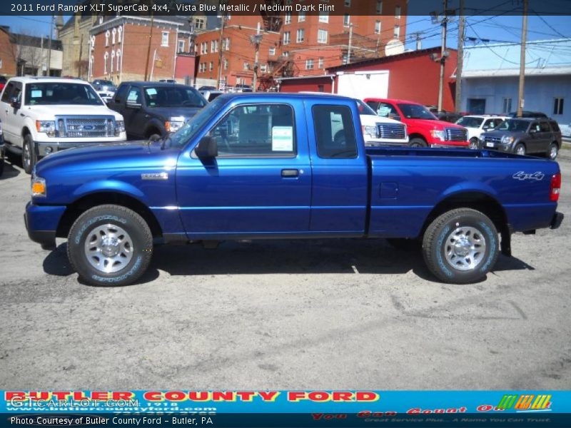 Vista Blue Metallic / Medium Dark Flint 2011 Ford Ranger XLT SuperCab 4x4