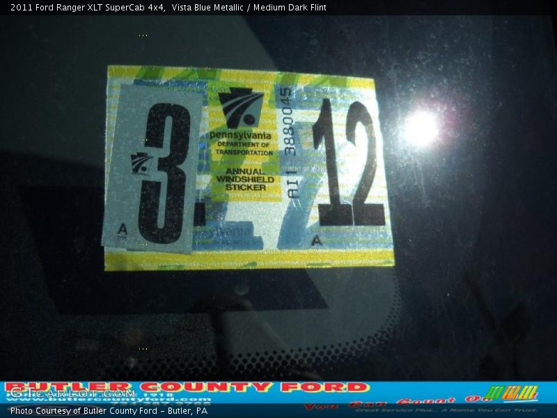 Vista Blue Metallic / Medium Dark Flint 2011 Ford Ranger XLT SuperCab 4x4