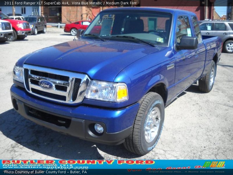 Vista Blue Metallic / Medium Dark Flint 2011 Ford Ranger XLT SuperCab 4x4