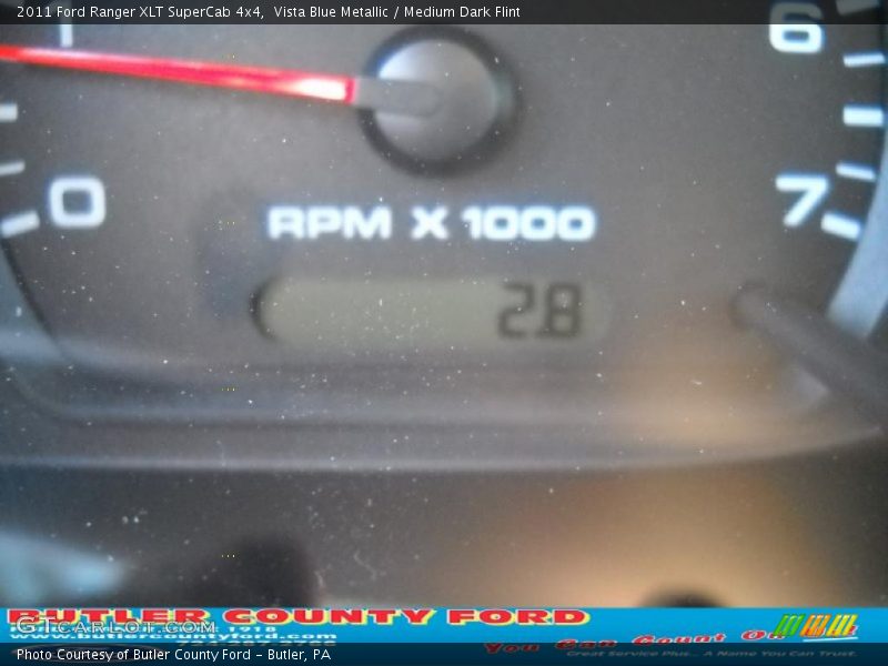 Vista Blue Metallic / Medium Dark Flint 2011 Ford Ranger XLT SuperCab 4x4