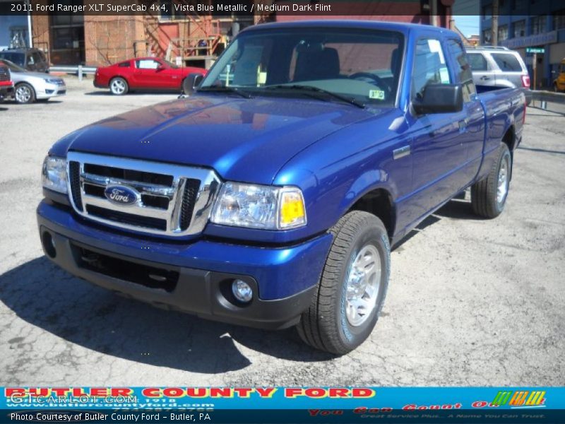 Vista Blue Metallic / Medium Dark Flint 2011 Ford Ranger XLT SuperCab 4x4