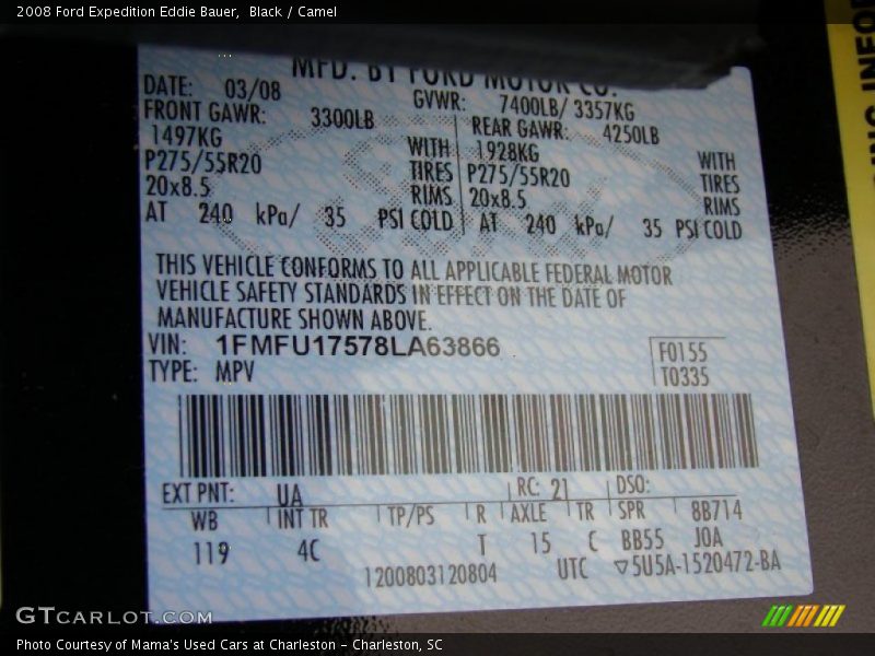 Black / Camel 2008 Ford Expedition Eddie Bauer