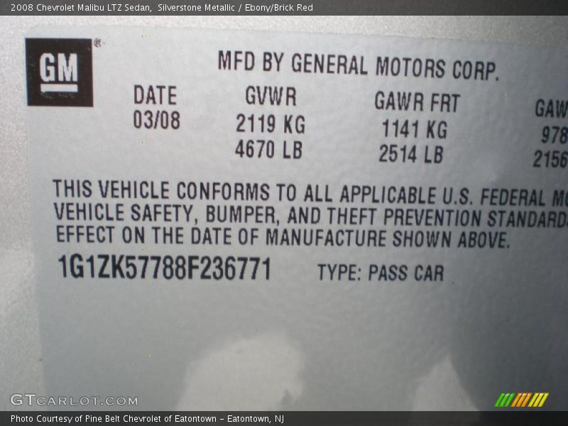 Silverstone Metallic / Ebony/Brick Red 2008 Chevrolet Malibu LTZ Sedan