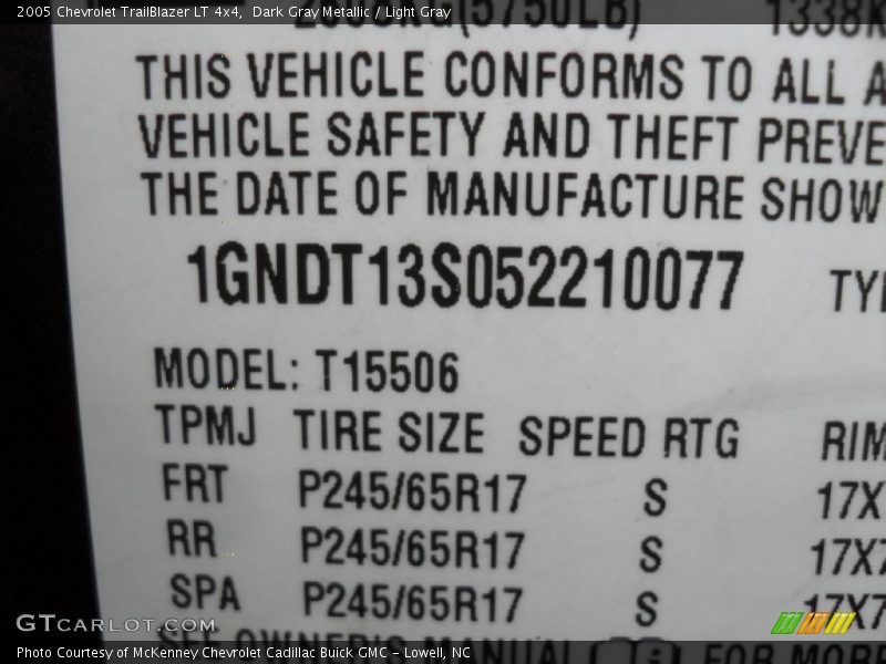 Dark Gray Metallic / Light Gray 2005 Chevrolet TrailBlazer LT 4x4