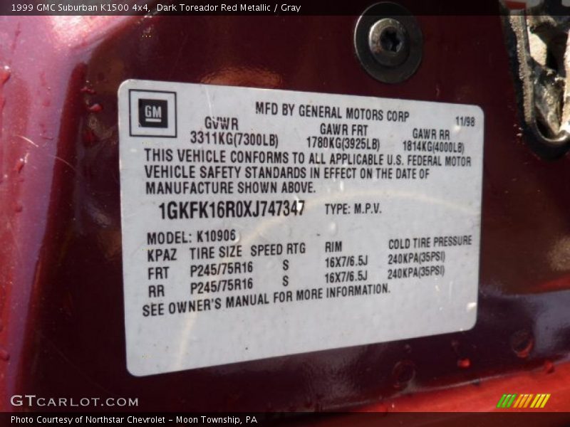 Dark Toreador Red Metallic / Gray 1999 GMC Suburban K1500 4x4