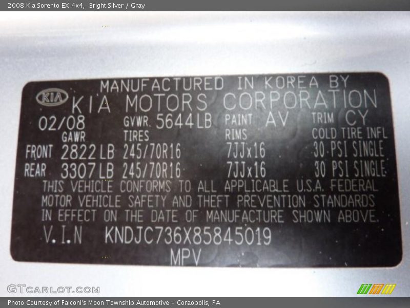 Bright Silver / Gray 2008 Kia Sorento EX 4x4